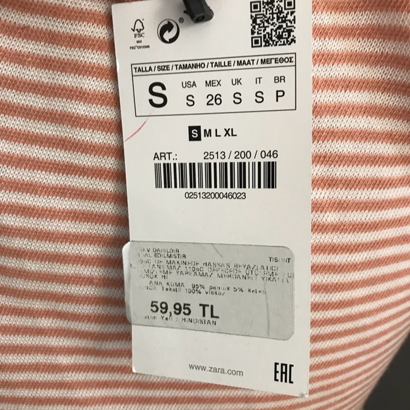 Zara Striped Tunic Tank Small Women’s Orange New - Picture 5 of 5